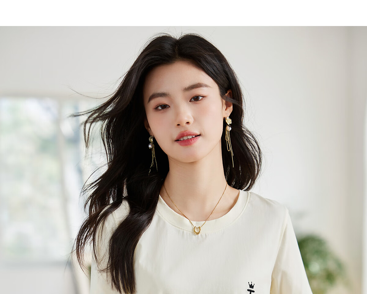Taxiang Women's Short-Sleeve T-Shirt, Round Neck, Casual Versatile Embroidered Top, Ladies' T-Shirt, Simple Short-Sleeve Undershirt T143T1390 7