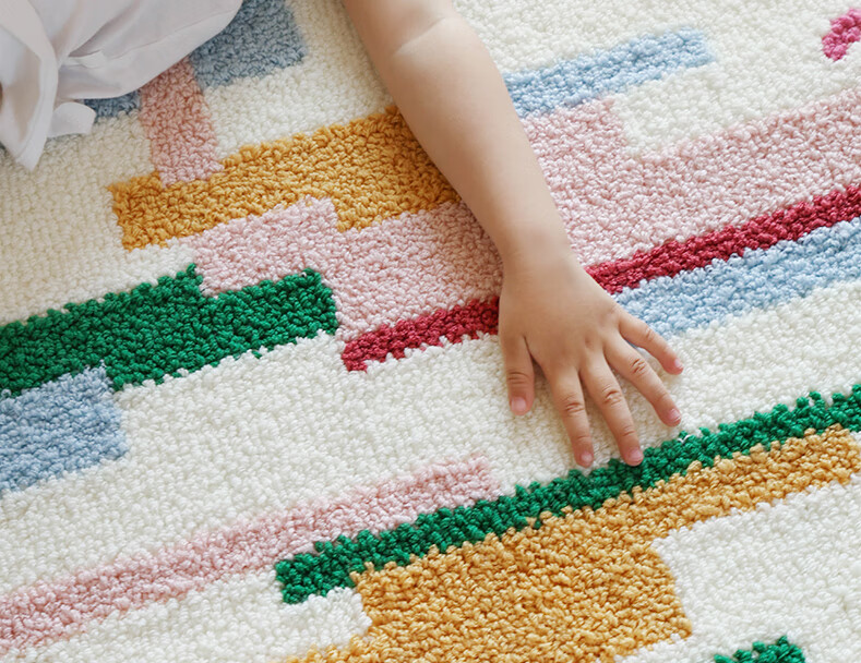 Saibosi Art-Grade Memphis Rainbow Zebra Children's Carpet for Girls' Bedroom Bedside Rug, 80x155cm 3