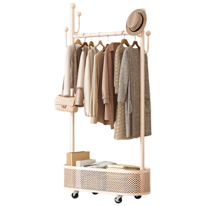 Quanpinwu Clothes Rack, Hanger, Drying Rack, Floor-Standing, Home Use, Coat And Hat Stand, Movable with Wheels, Clothes Storage Rack for Bedroom And Dormitory, 100cm