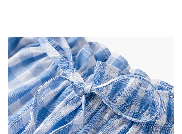 INMAN French Plaid Dress Summer Women's Versatile Puff Sleeve A-Line Skirt Navy Blue S 27