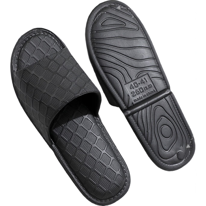 GUOLUOFEI Foldable Portable Ultra-Light Travel Slippers for Business Trip Hotel Summer Unisex Black Size 42-43
