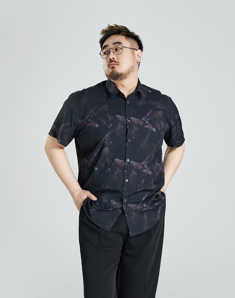 Ayoupang Summer Ice Silk Plus Size Short Sleeve Floral Shirt, Loose Fit, Large Size, Stretchy, Seamless, Casual Blouse 11
