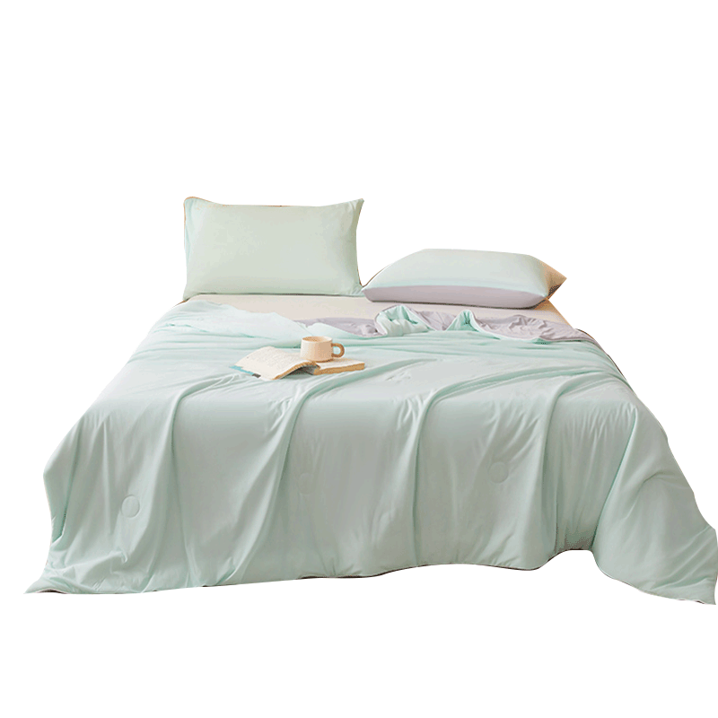 Grace Class 7A Antibacterial Summer Cool Quilt, Cooling Value 0.32, Air Conditioning Quilt, Cooling Silk Summer Quilt, 1.5*2m, Mica Green And Mountain Gray