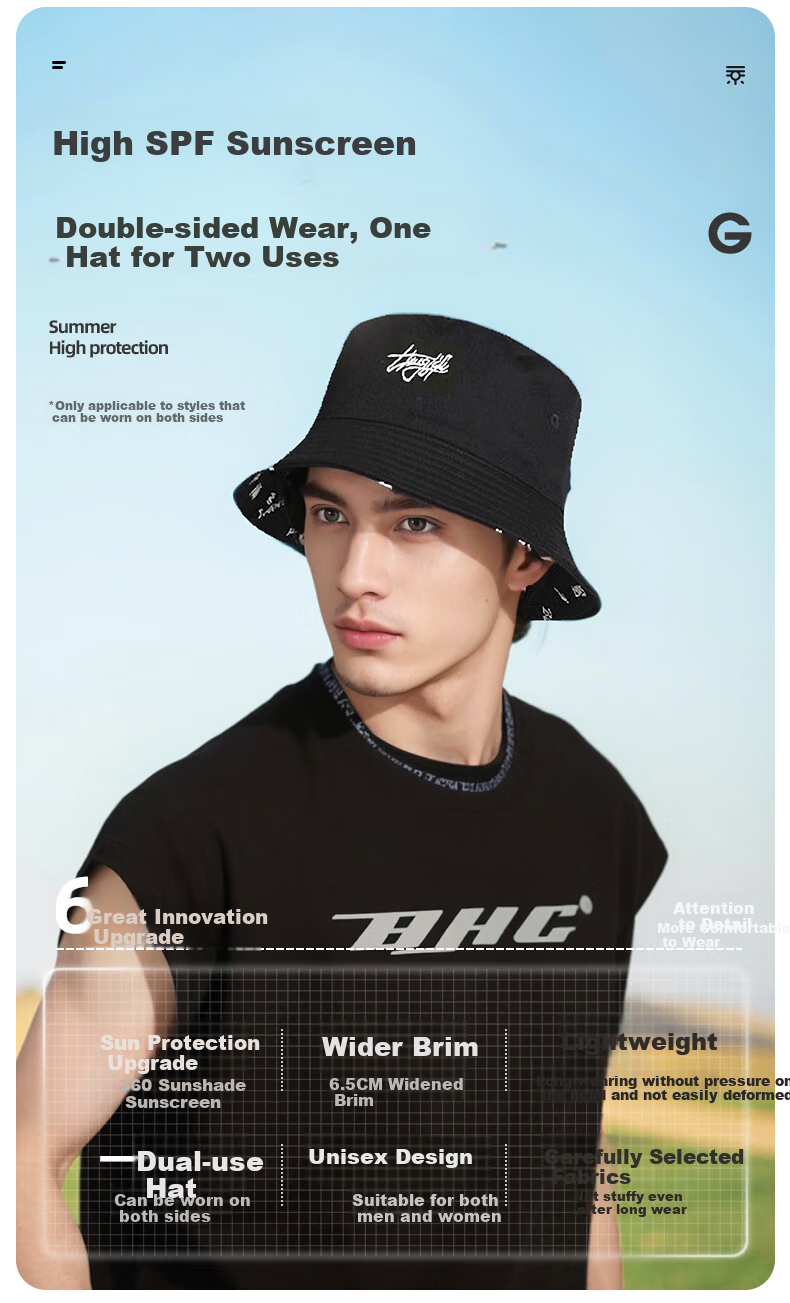 GLO-STORY Sun Hat for Men And Women, Wide Brim UV Protection Fisherman Hat, Sun Visor Cap for Ladies 1