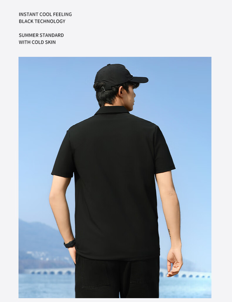 Huili Polo Shirt for Men, Summer Short-Sleeve, Quick-Dry T-Shirt, Breathable Collar, Casual Menswear, Gray, XL 32