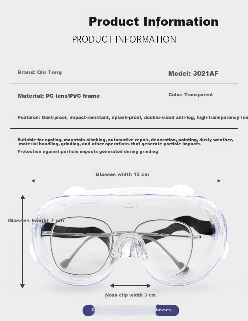 Qiutong Goggles, Anti-Fog Protective Glasses, Post-Surgery Dust-Proof, Splash-Proof, Pollen And Catkin Protection, Full Coverage Industrial Safety Glasses, Eye Shield, 3021AF 7