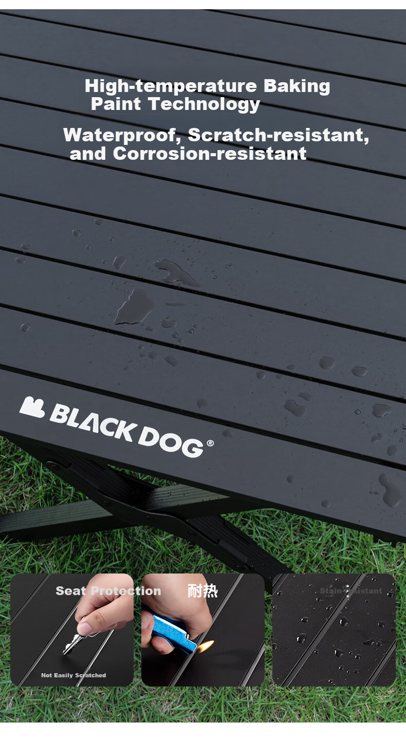 Black Dog Egg Roll Picnic Folding Table Outdoor Camping Portable Table Night Black Model 150 (6-8 People) 8