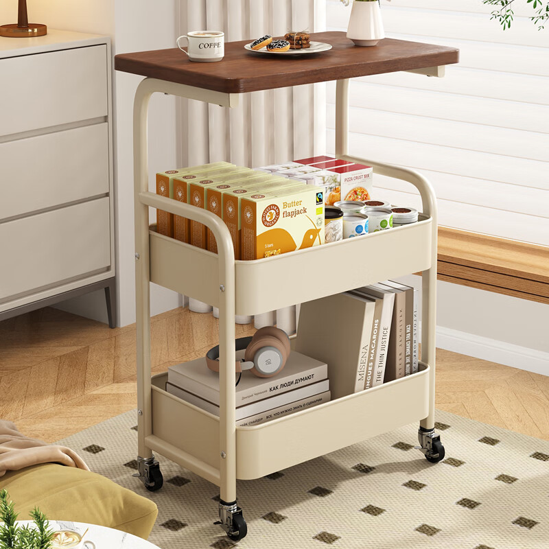 Shanshan Wooden Art Tea Table Small Living Room Bedside Cabinet Bedroom Mobile Storage Rack Home Side Table Small Cabinet