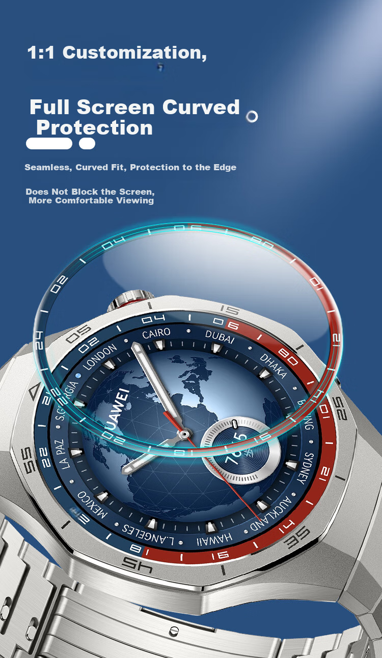 Freeson Compatible with Huawei WATCH GT5 Pro, High-Definition Screen Protector for GT5Pro Smart Sports Watch, Ultra-Thin Anti-Scratch Protective Film Composite Film [Two-Pack] 46mm Red And Blue Scale 2