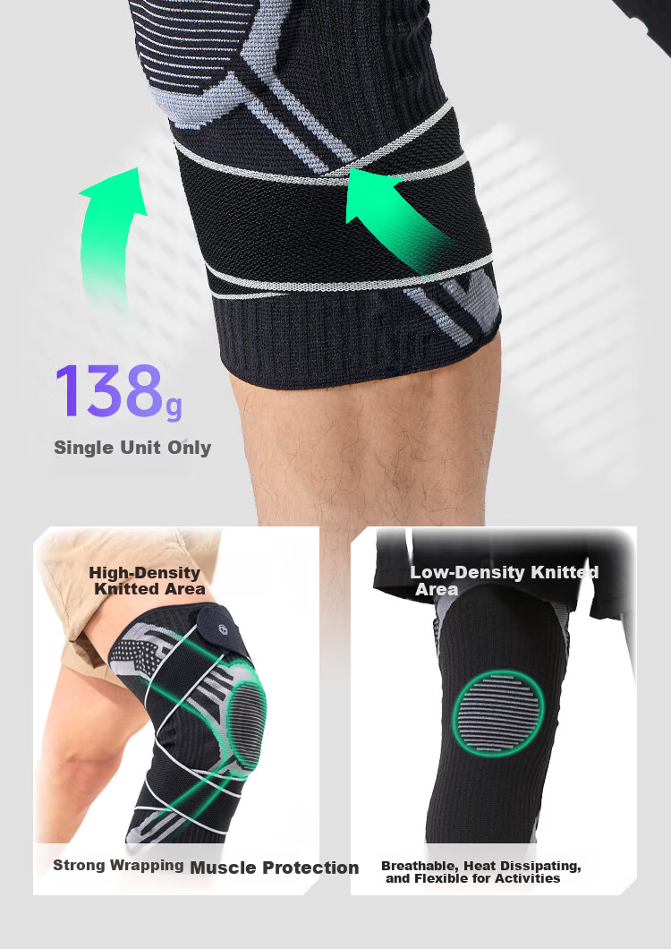 JD Original X380 Sports Knee Brace for Running And Basketball, Patella Fixation Meniscus Knee Protector, Single Piece L 11