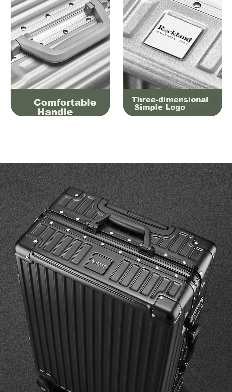 ROCKLAND Luggage Suitcase with Spinner Wheels for Men And Women, Aluminum Frame Trolley Case with Large Capacity And Carry-On Lockable Wheels 15
