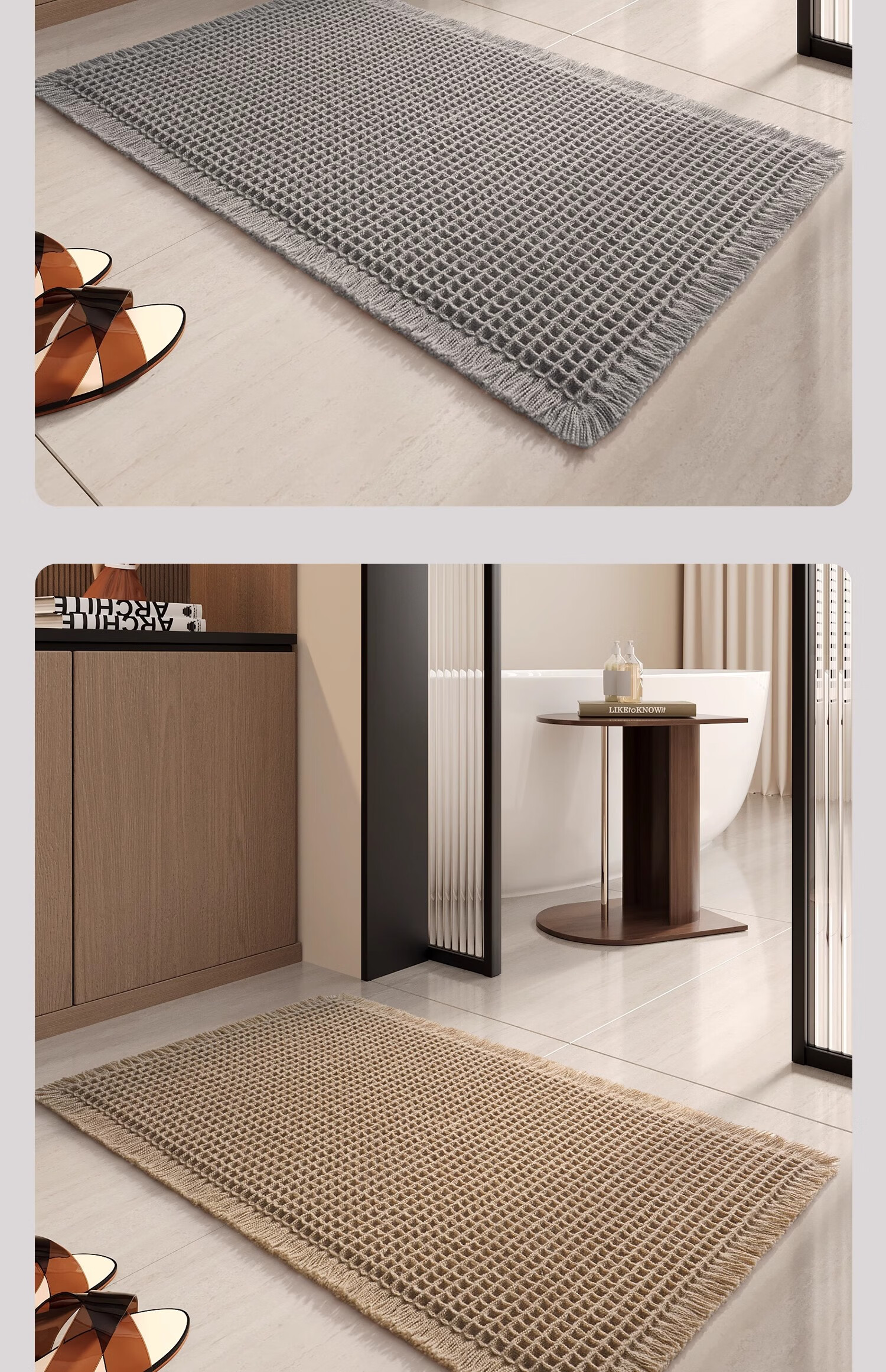 77 Home Bathroom Mat, Bathroom Door Entrance Water Absorption Carpet, Household Toilet Anti-slip Foot Mat, Bathroom Door Mat, Entrance Mat 10