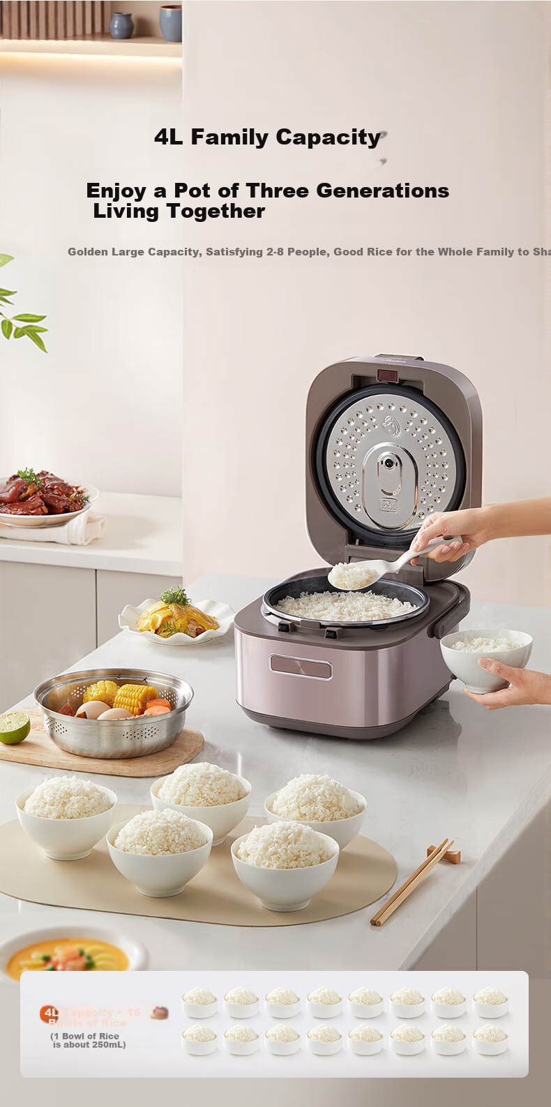 Midea 3D IH Heating 4L Smart Rice Cooker, Titanium Gold Pot, Low Glycemic Index Pot, Electric Rice Cooker MB-CFB4089H [ZMD Peace of Mind Series] 14