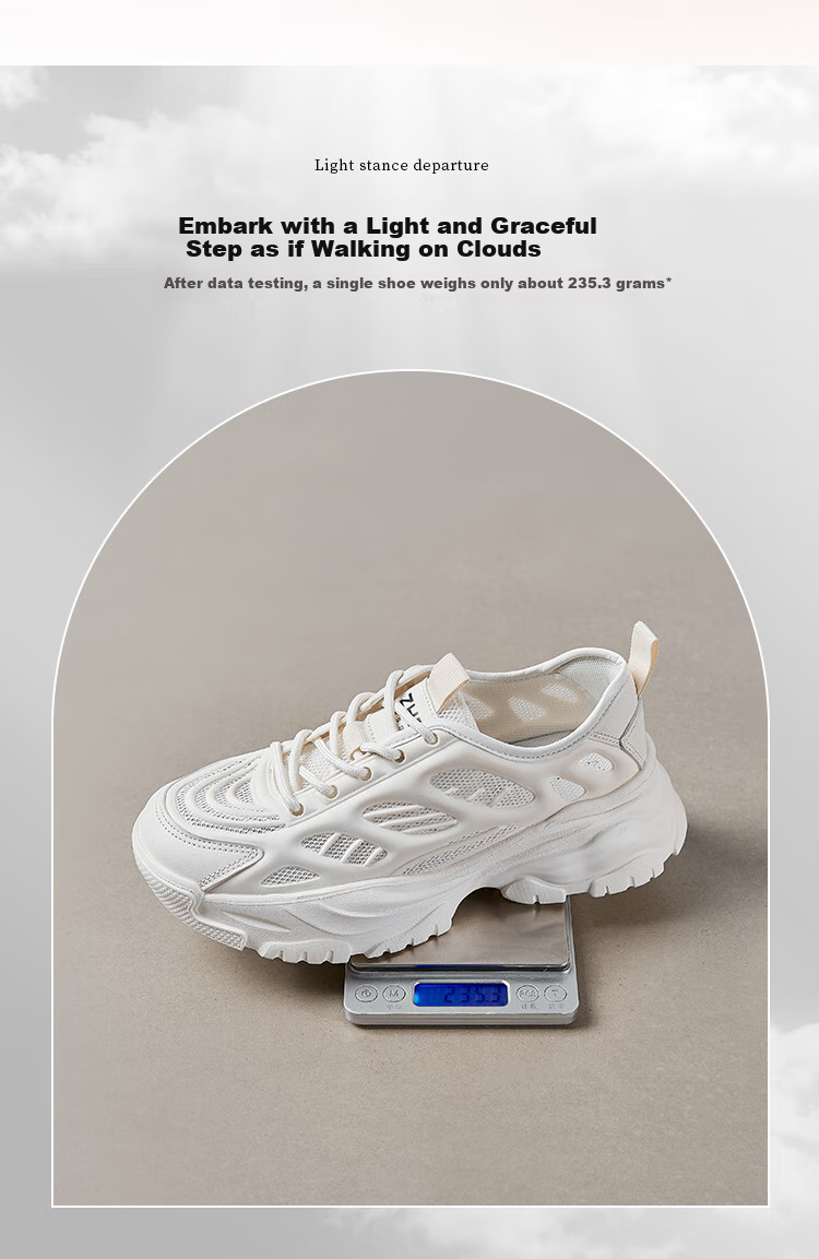 ZHR Dad Shoes for Women, Summer Lightweight Sports Casual Shoes, Breathable Mesh Women's Shoes, QK05E, Beige, Size 37 3