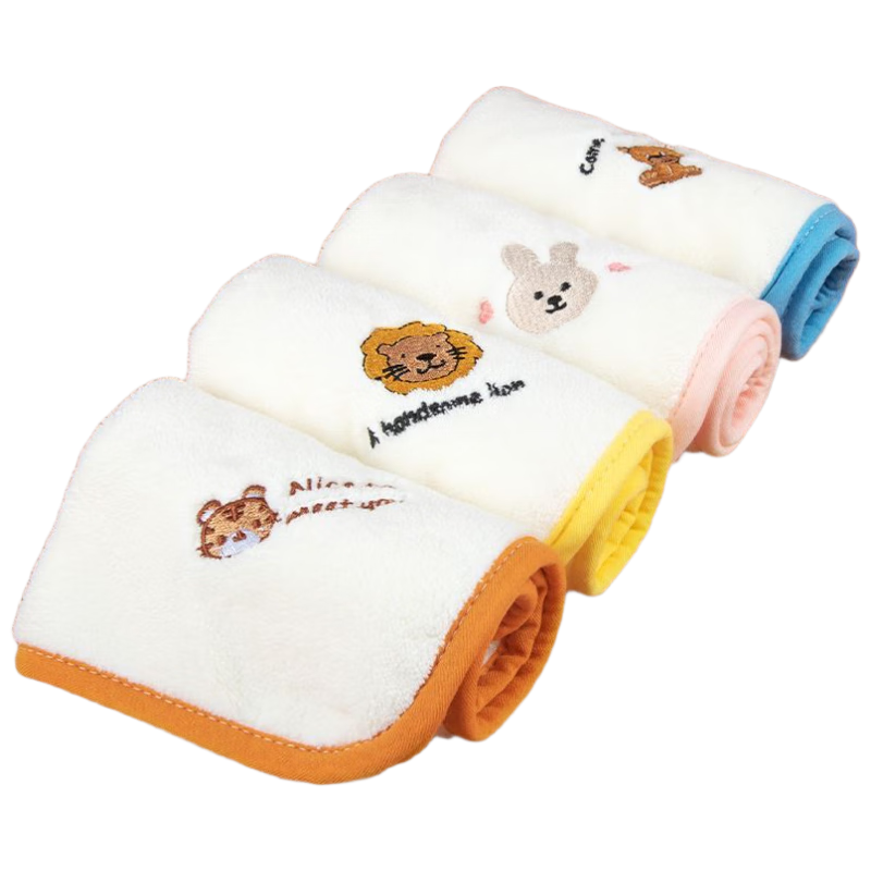 Fanyejia Children's Face Towel, Baby Drool Cloth, 4 Pieces, Newborn Small Square Towel, Soft Bath And Bottom Wipes for Infants