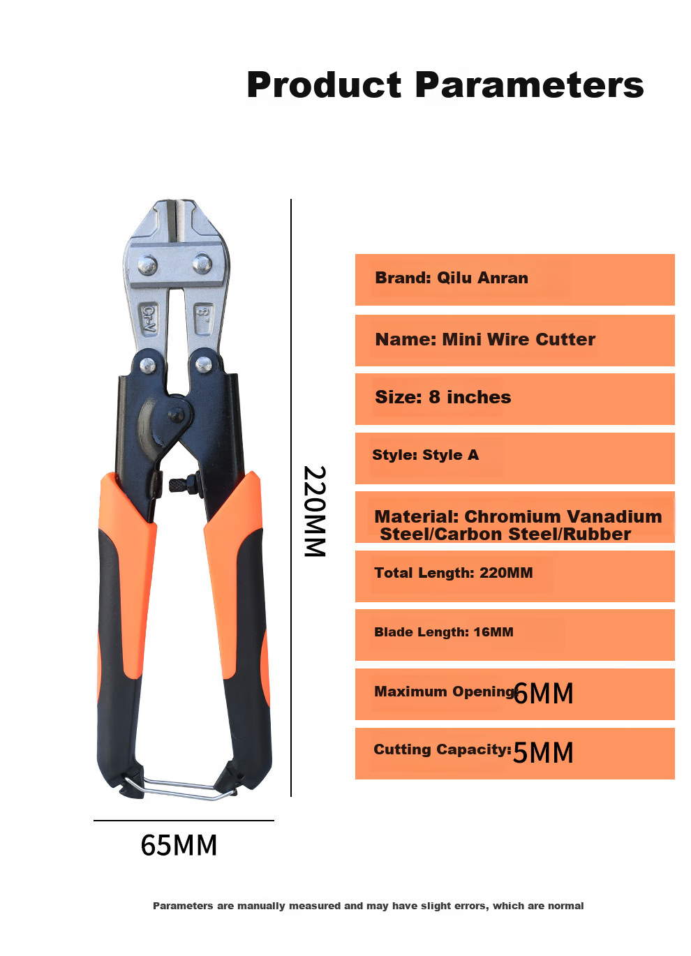 QL Wire Cutter, Industrial-Grade Chrome Vanadium Steel Rebar Shears, Wire Cutters, Labor-Saving Heavy-Duty Scissors, 8 Inches 4