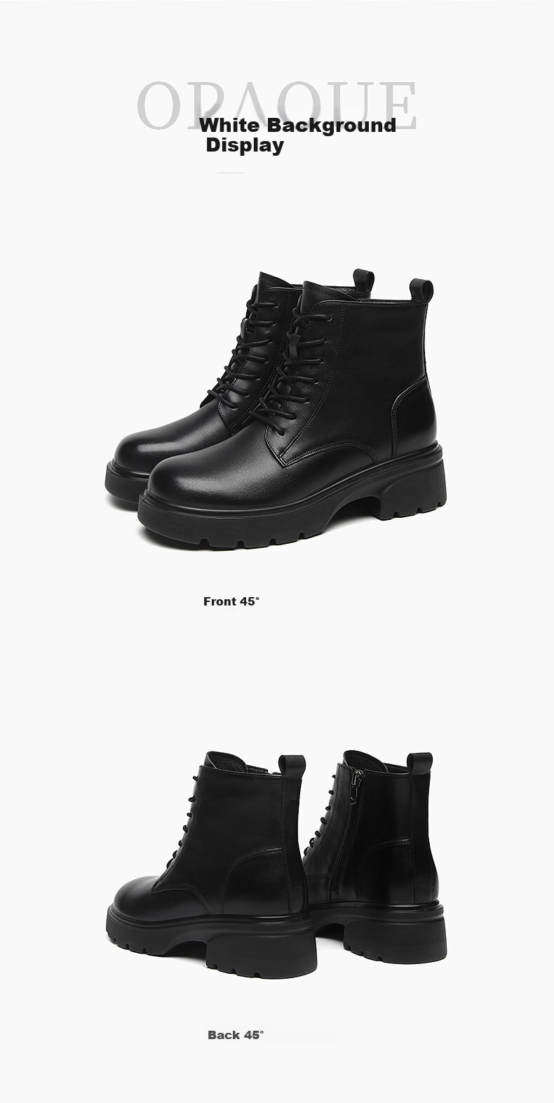 Hongqingting 7-Hole Martin Boots, Women's Boots, Ladies' Thick-Soled Heightening Short Tube Punk Style Leather Boots, WTC340571B, Black, Size 36 8
