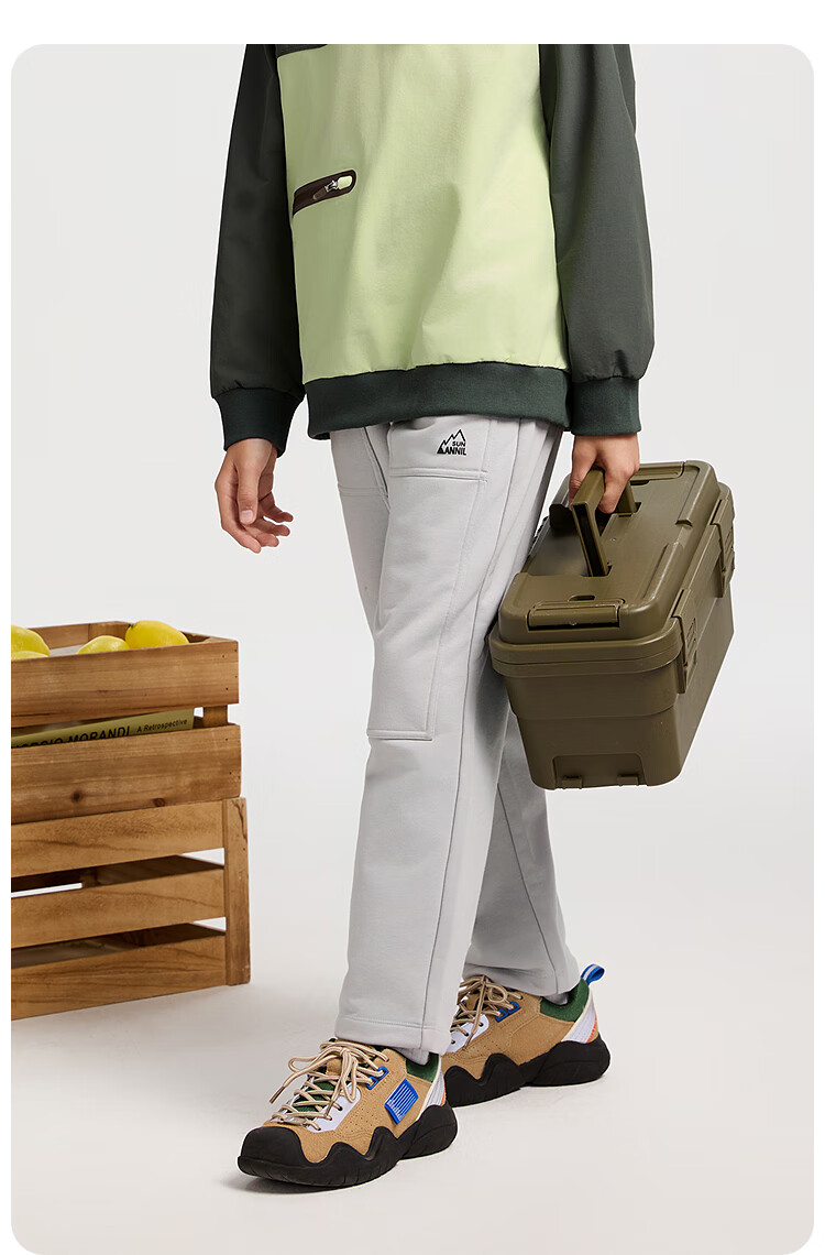 Annil Boys' Trousers, 2025 Spring New Casual Cargo Elastic Loose Fashionable Black And Gray Long Pants 5