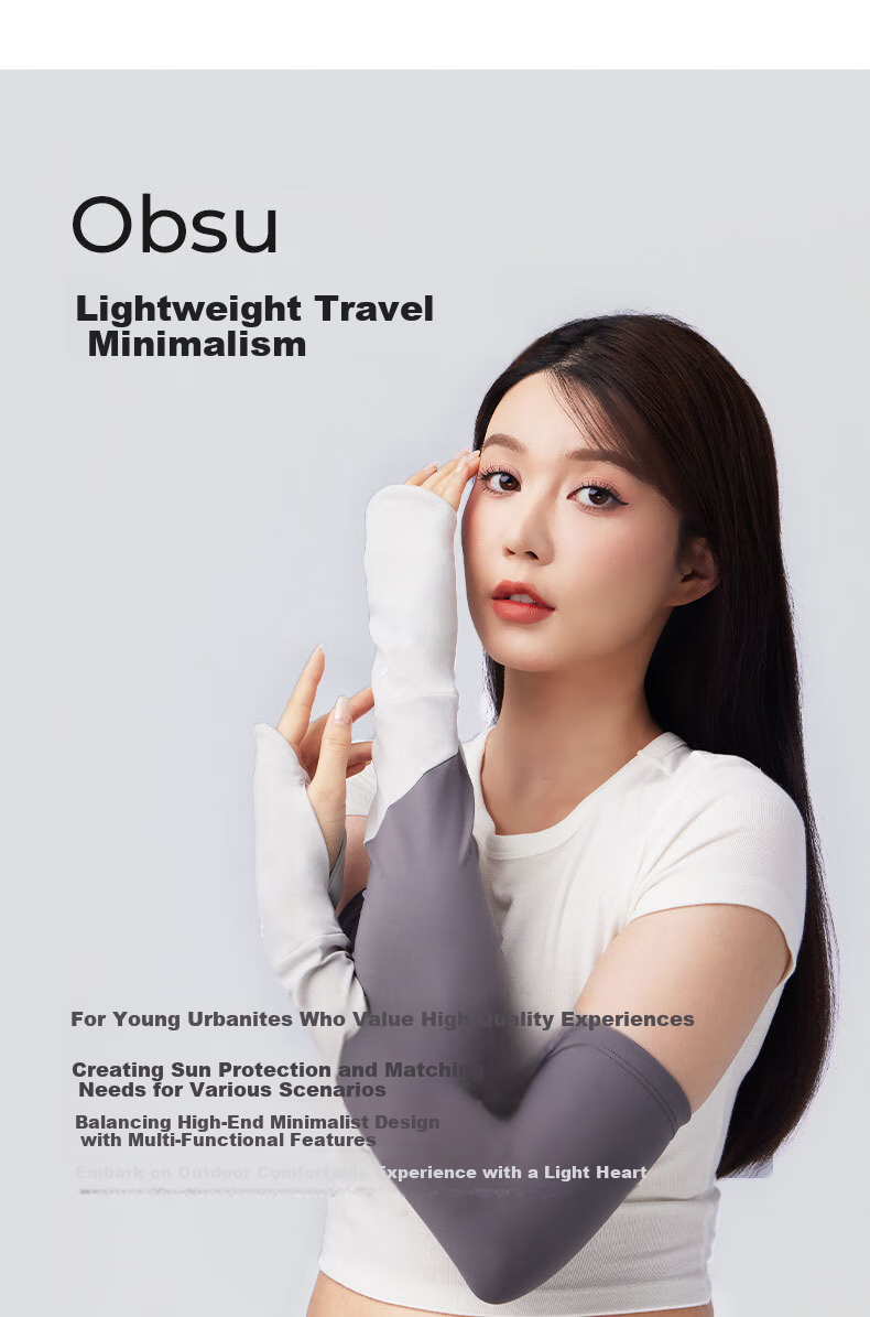 Obsu Color Block Sun Protection Arm Sleeves, Dark Gray with Silver Contrast, Sun Protection Arm Sleeves 21