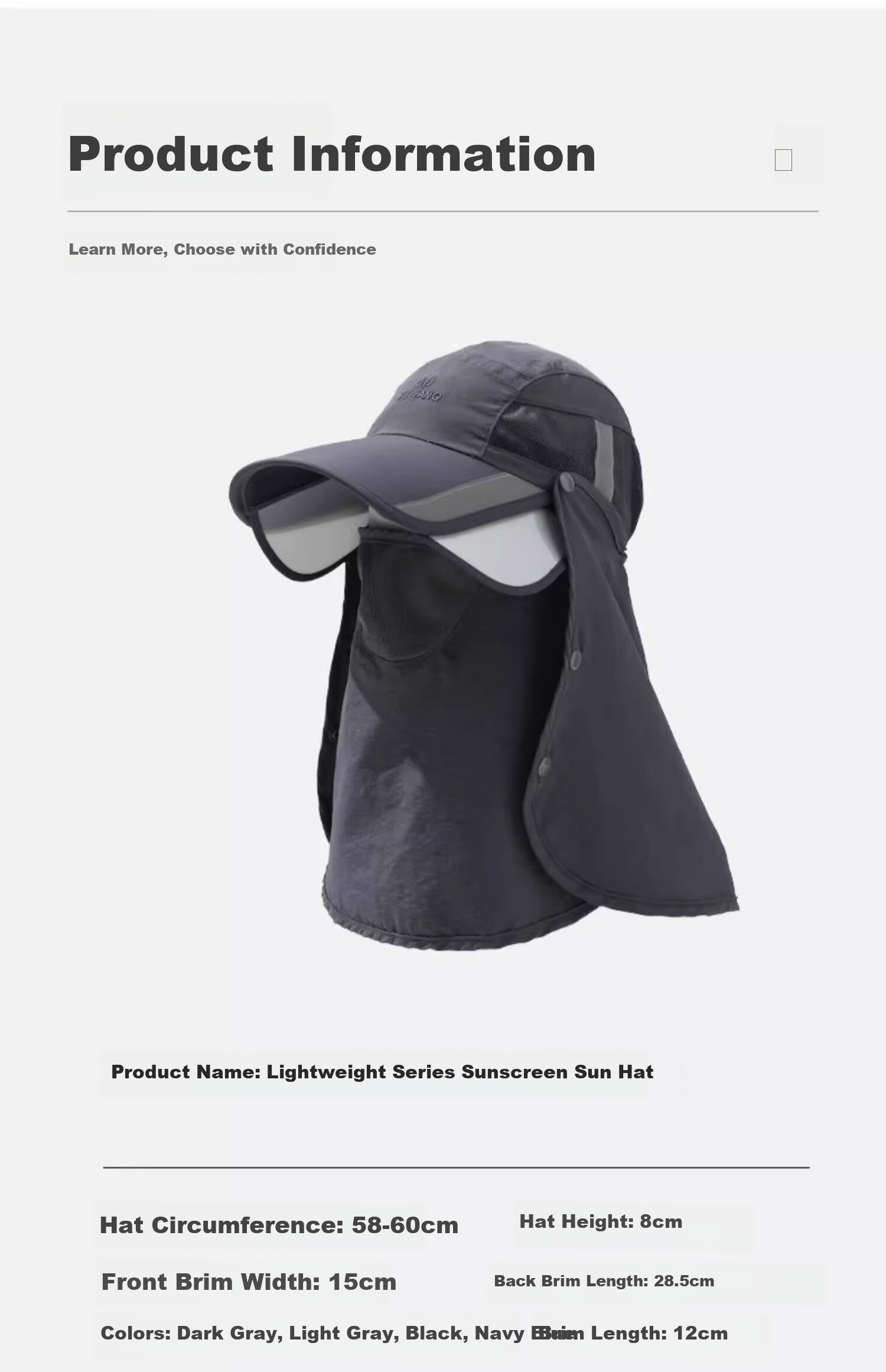 Hengyuanxiang Sun Hat for Men, Outdoor Summer UV Protection Cycling Fishing Sun Protection Hat with Face Shield And Neck Guard Integrated Mountaineering Cap 12