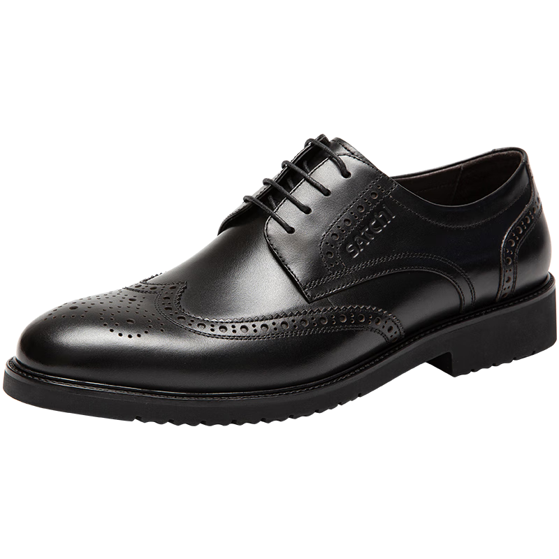 SATCHI Men's Shoes, British Brogue Leather Shoes for Men, Wedding Shoes, Men's Leather Shoes, Footwear for Men, 752082042Z, Black, Size 39