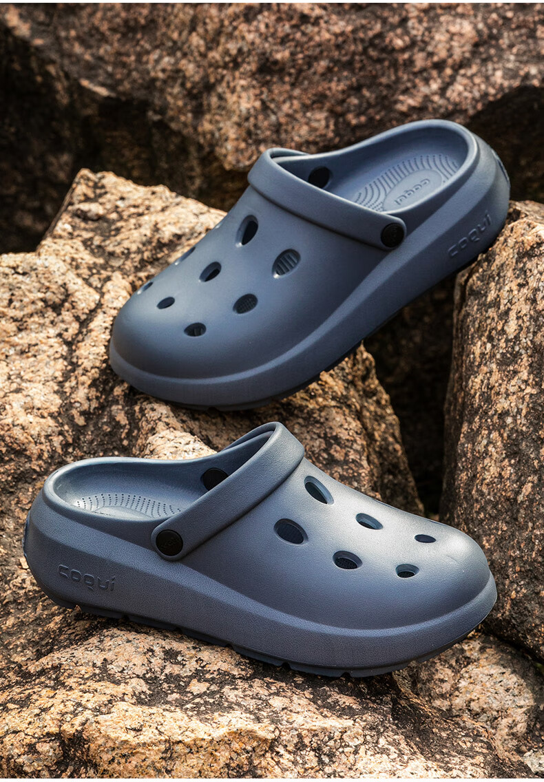 Coqui Unisex Outdoor Casual Breathable Soft Elastic Thick Sole Clogs Sandals Black Size 42-43 CQ2558 14