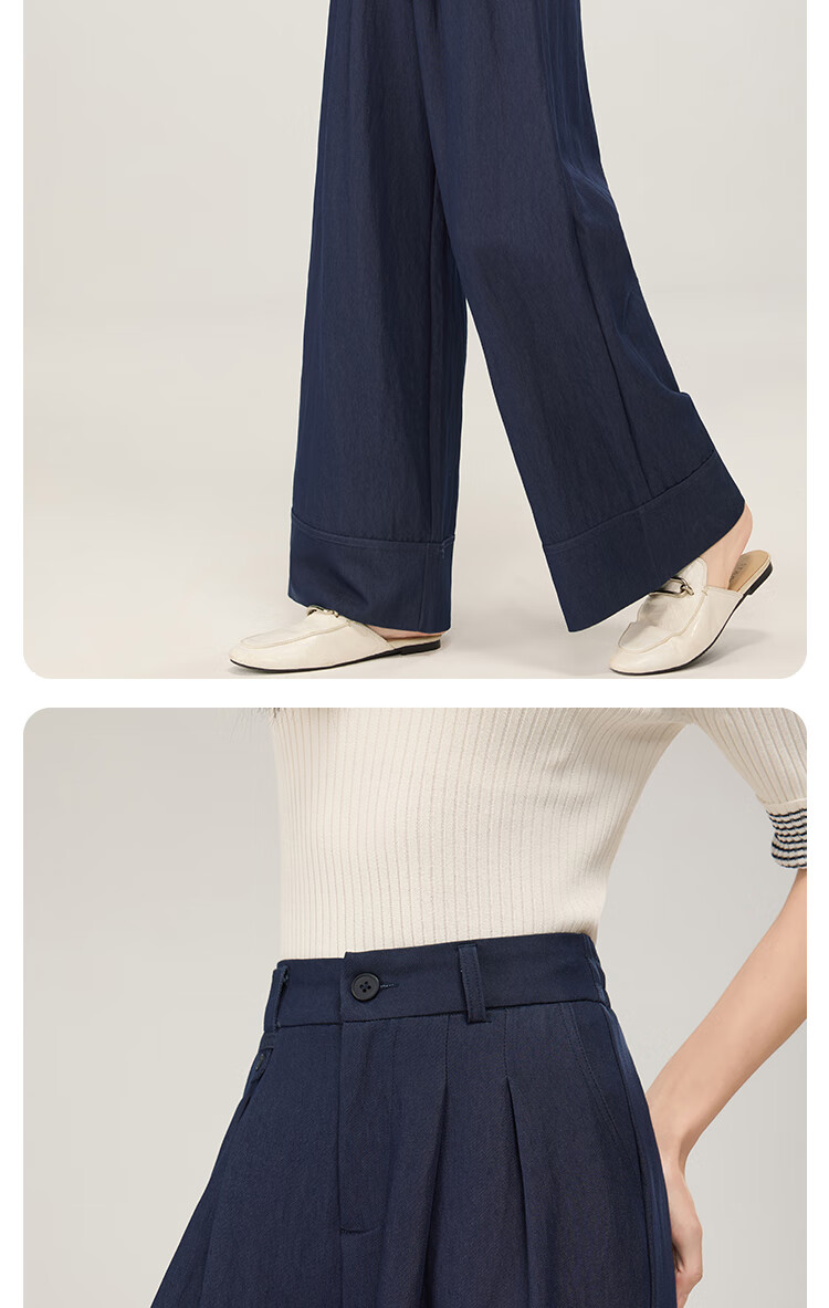 BOPRUIEY Women's High-Waist Casual Pants 2025 Autumn New Straight-Leg Loose Versatile Premium Draped Wide-Leg Trousers 10