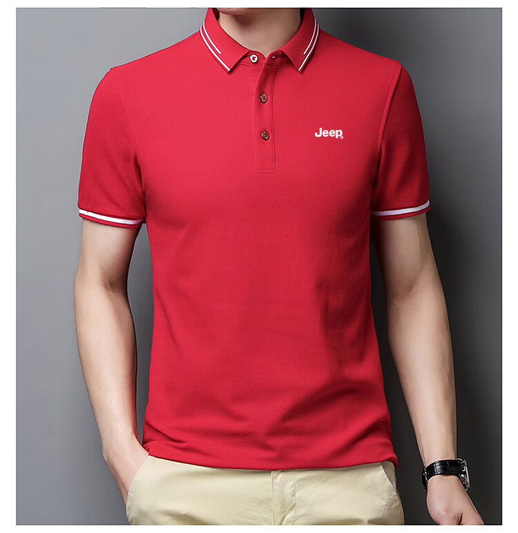 JEEP Short-Sleeve T-Shirt for Men, Summer Business Casual Polo Shirt, Loose-Fitting Men's Clothing, 9988 Gray, XL 7