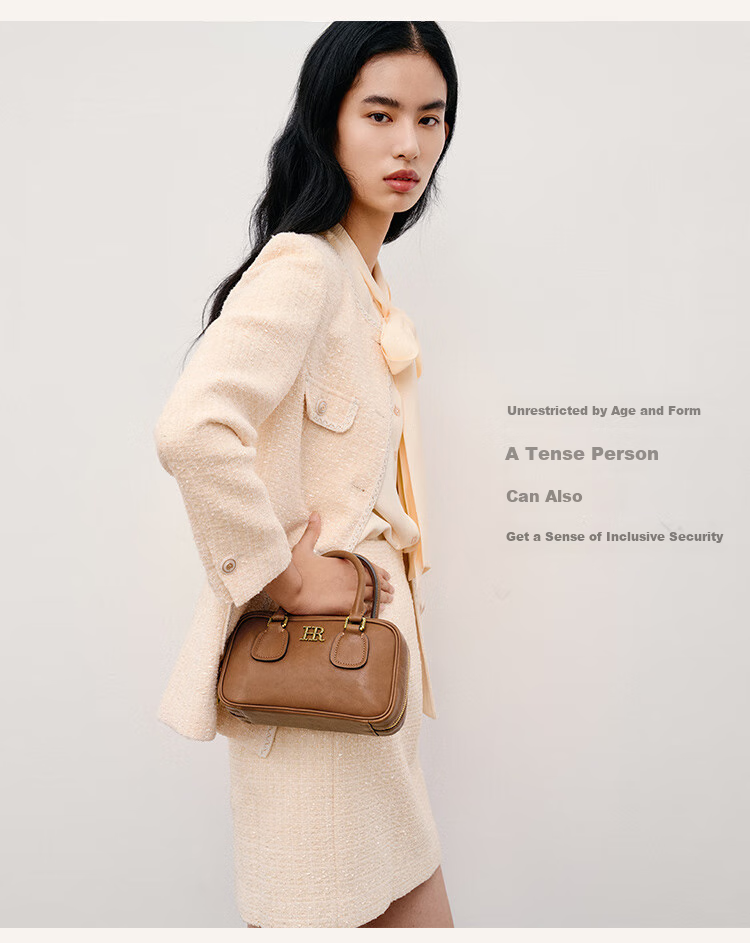 HR Women's Handbag, Shoulder Crossbody Bag, Ladies' Tote Bag, Vegetable-Tanned Cowhide Boston Bag, Handheld Bag, Birthday Gift for Wome 4