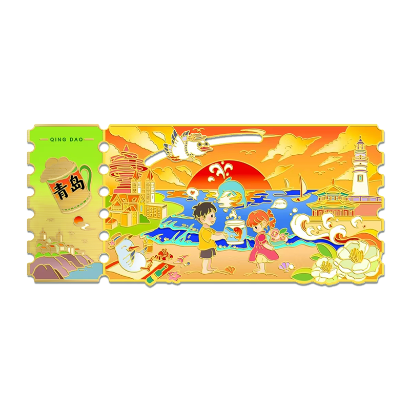 Aimo Creative City Qingdao Landmark Metal Magnetic Refrigerator Magnet Travel National Trend Cultural and Creative Souvenir