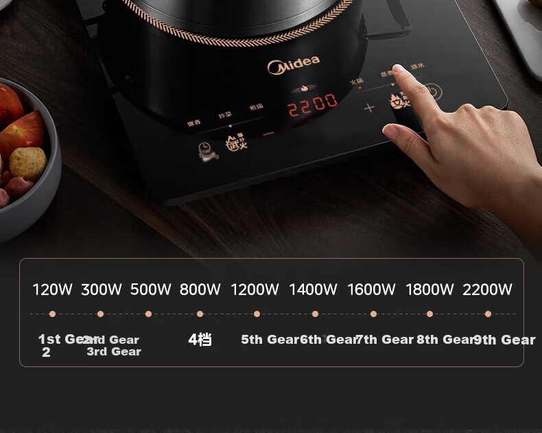 Midea Induction Cooker for Home Hot Pot, 2200W High Power, One-Touch Stir-Fry, Touch Control, Multi-Level Adjustment, Electromagnetic Stove, High Power, Integrated Large Panel, Ink Landscape Series, Sold by JD 3