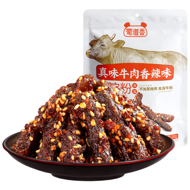 蜀道香 真味牛肉干 香辣味200g 休闲零食 肉干肉脯特产小吃0添加淀粉