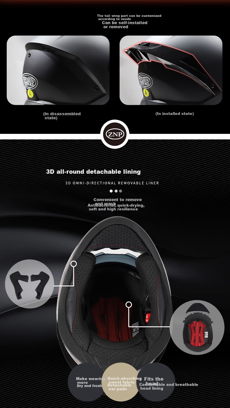 ZNPAM928 Dual-Lens Motorcycle Helmet Four-Season Universal Unisex Summer Bluetooth Full Face Cement Gray M 5