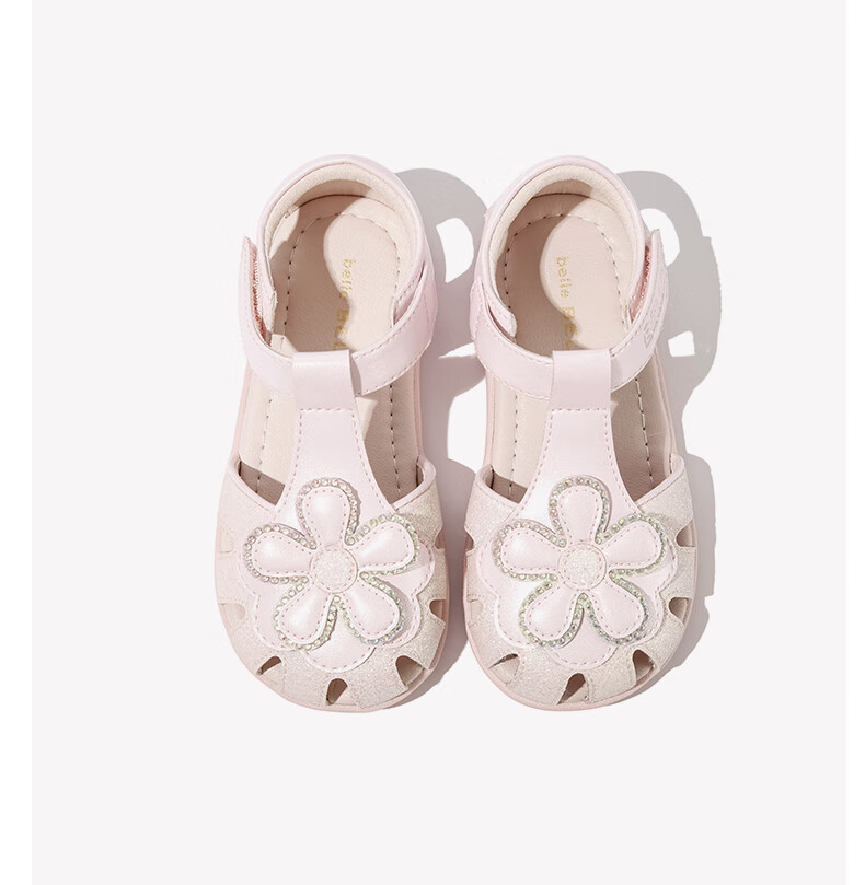 Belle Children's Shoes, Girls' Closed-Toe Sandals, Summer Soft-Soled Walking Shoes for Kids, Fashionable Princess Shoes for Toddlers, Pink, Size 30 12