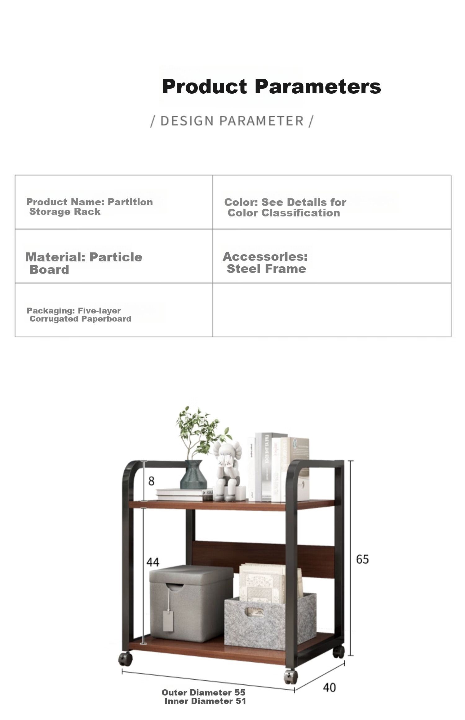 FENJIEXIAN Storage Rack, Printer Stand, Floor Storage Rack, Multi-Tier Organizer Shelf, Simple Movable Main Unit Holder 9