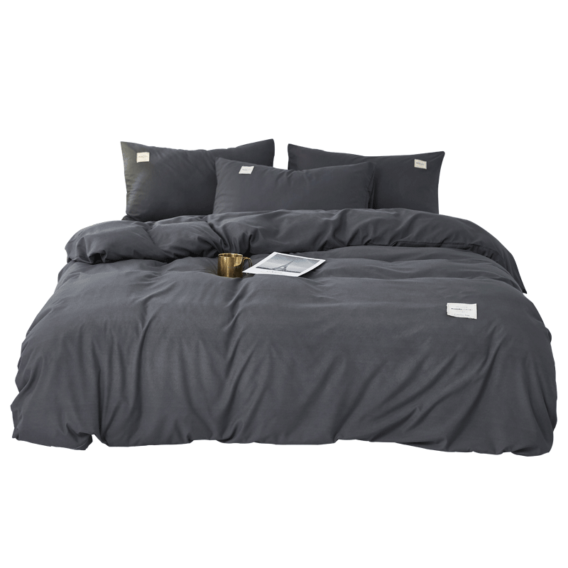 YALU&FREEDOM Duvet Cover 200*230cm Single Piece Washed Cotton Brushed Single Bed 2x2.3m Double Bed Home Dormitory Dark Gray