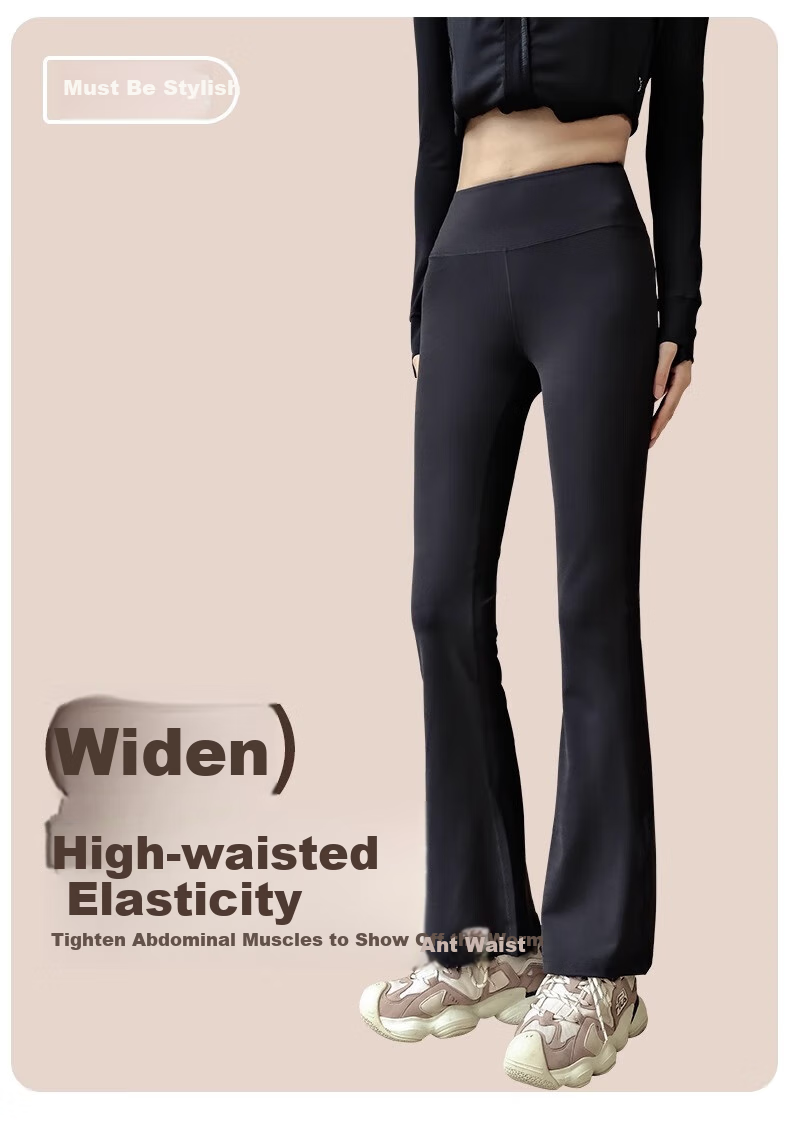 ACKDCS Black Yoga Pants for Women, Summer High-Waisted Butt-Lifting Slimming High-Elastic Tight-Fitting Pants for Outdoor Wear, Fitness Bare-Feel Sports Flared Pants 5