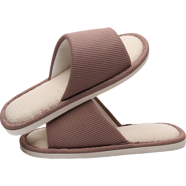 GUOLUOFEI Japanese-Style Linen Slippers for Men And Women, Indoor Couples Wooden Floor Soft-Soled Breathable All-Season Sandals, Coffee, Size 36-37