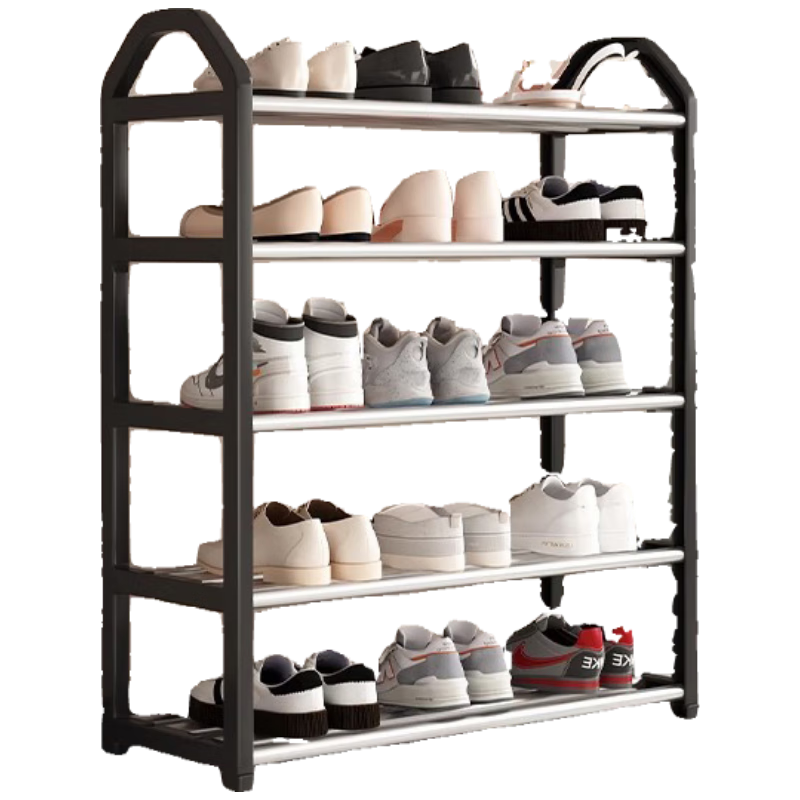 Yimo Shoe Rack Simple Entryway Shoe Cabinet Dormitory Multi-Layer Rental Room Storage Five-Layer Black 65cm
