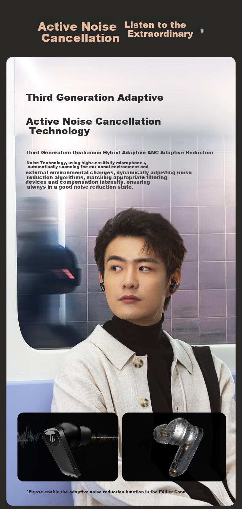 EDIFIER [Digital Multi-Year Recommendation] NeoBuds Planar True Wireless Active Noise Cancelling Bluetooth Earphones, Compatible with Apple, Huawei, Xiaomi, OPPO Phones 7