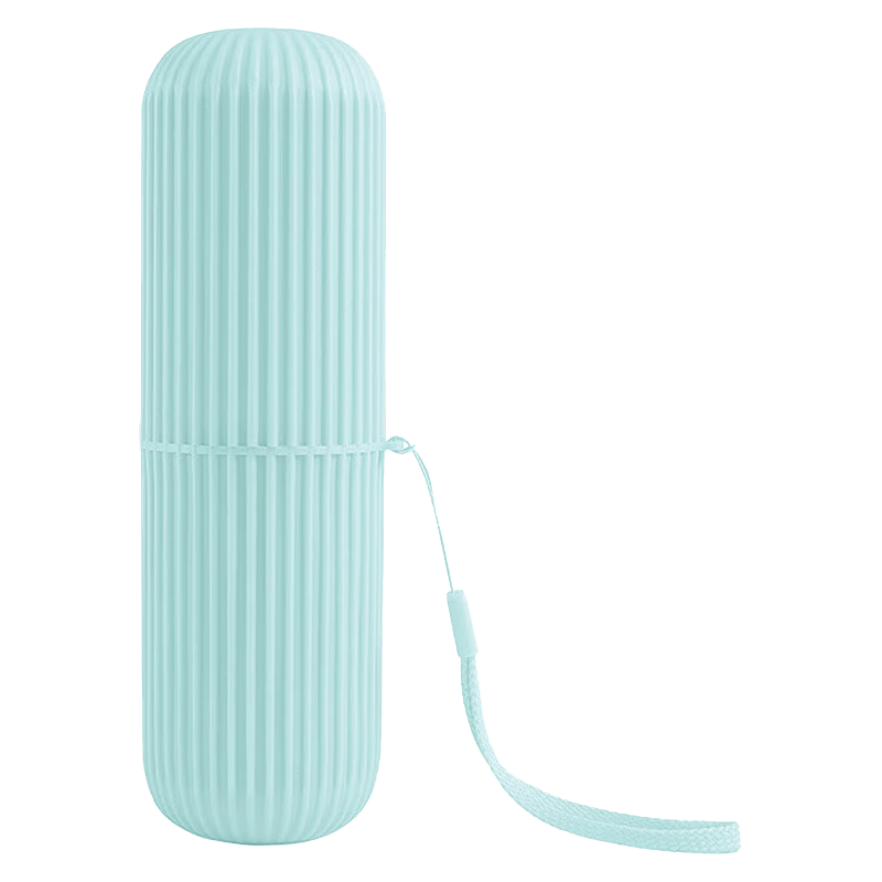 JAJALIN Travel Toiletry Cup, Simple Home Toothbrush Cup, Toothpaste Storage Box, Portable Striped Mouthwash Cup for Dental Tools