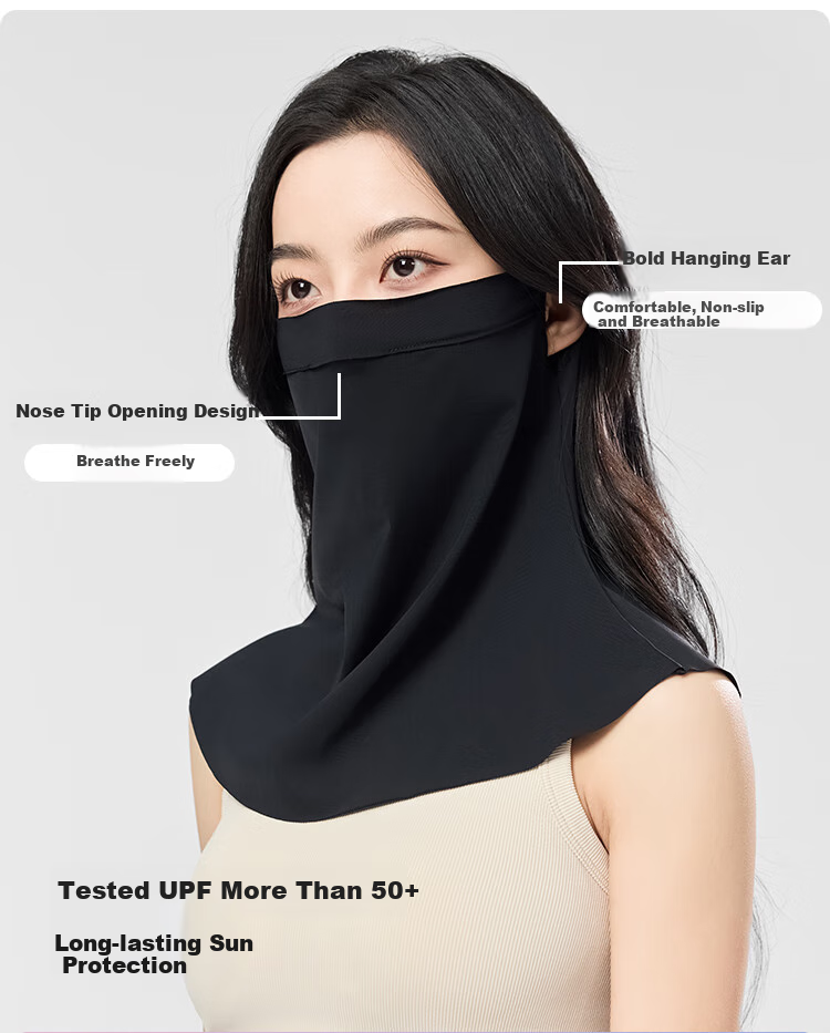 JIUMU Ice Silk Sun Protection Face Mask for Women, Summer UV-Resistant Sunshade Veil, Neck Guard for Driving, Breathable Full-Face Mask 4