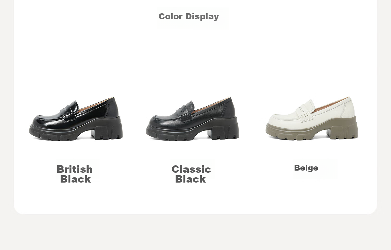 COMELY Leather Thick-Soled Loafers for Women, Spring New Style Genuine Leather Classic Retro Slip-On Leather Shoes, Beige, Size 36 4