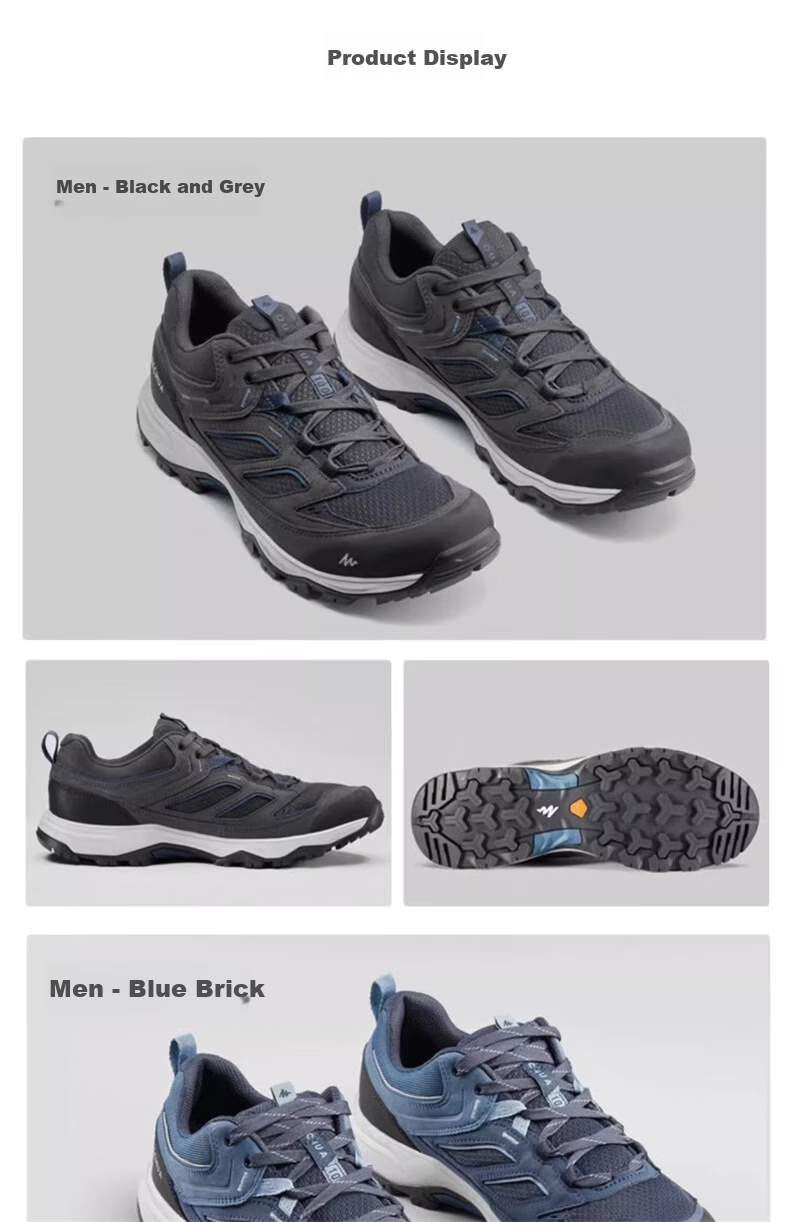 DECATHLON Men's MH100 Low-Top Lightweight Breathable Outdoor Mountain Anti-Slip Hiking Shoes, Black And Gray, Size 39-2938497 6