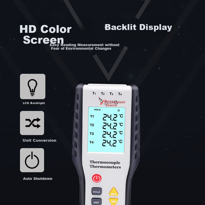 YHT Four-Channel Electronic K-Type Thermocouple Probe, Temperature Meter YHT309, Water Temperature Mold Thermometer Gauge 9