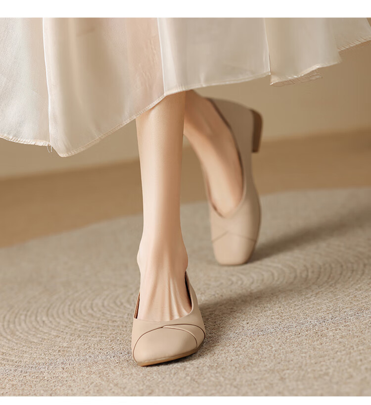 ZHR Women's Genuine Leather Vintage Casual Flats Soft Sole Low-Cut Shoes AH582 Beige Size 39 12