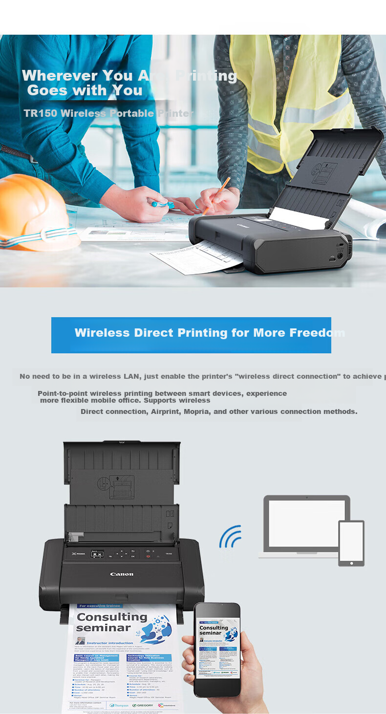 Jianeng (Canon) TR150 A4 Portable Inkjet Printer, Wireless Mobile Office And Home Printer, Upgraded Version of IP110 1