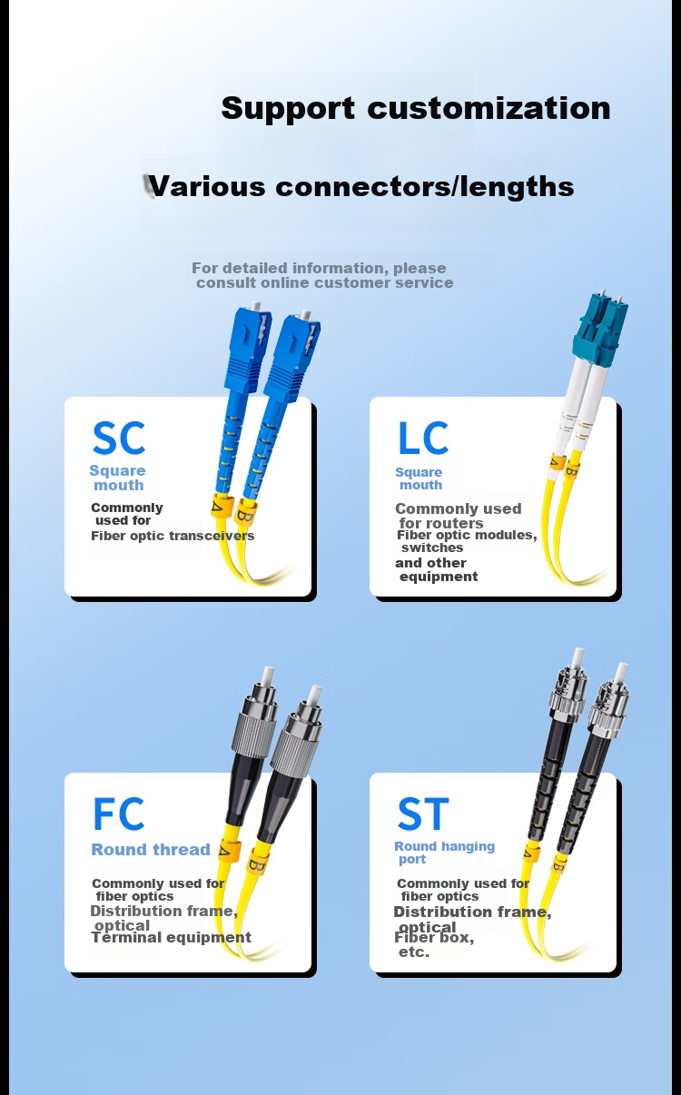 HAILE Telecom-Grade Single-Mode 10 Gigabit Fiber Optic Patch Cable, Single-Mode Dual-Core Φ2.0 (LC-LC, 9/125), 1 Meter, Fiber Optic Pigtail Patch Cord, HJ-2LC 8