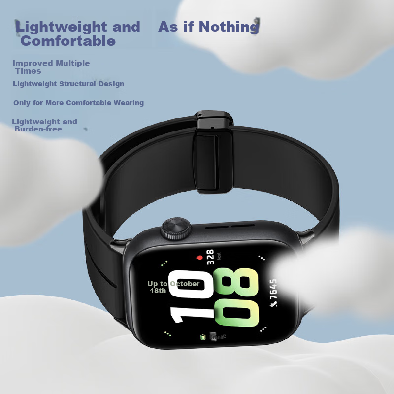 Freeson Compatible with Honor Watch 5 Band, Smart Sports Watch Strap, Liquid Silicone Skin-Friendly Soft Band with Metal Buckle, 22mm Interface (Magnetic Version), Black