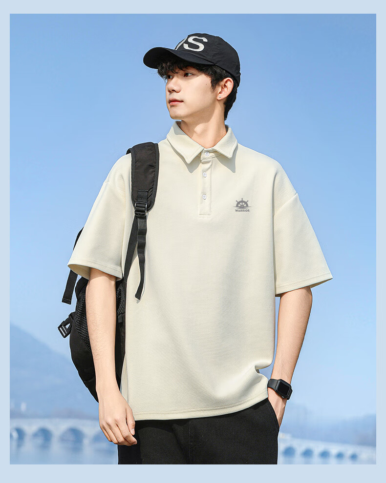 Huili Short-Sleeve Men's Summer Breathable T-Shirt, Men's Polo Shirt, Ice Silk Casual Versatile Micro Drop Shoulder Undershirt, White, 3XL 14
